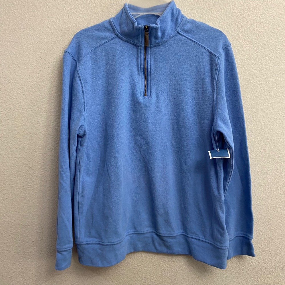 Tommy Bahama Boys Size XL‎ 14 Blue Cotton 1/4 Zip Pullover Sweatshirt NWOT